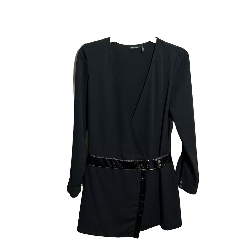 Marciano Womens Sz XS Black Wrap Dress Long Sleeve Mini